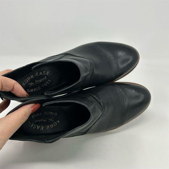 Kork-Ease Ryder Women's Black Leather Ankle Booties Size 6.5 Back Zipper - Picture 11 of 14
